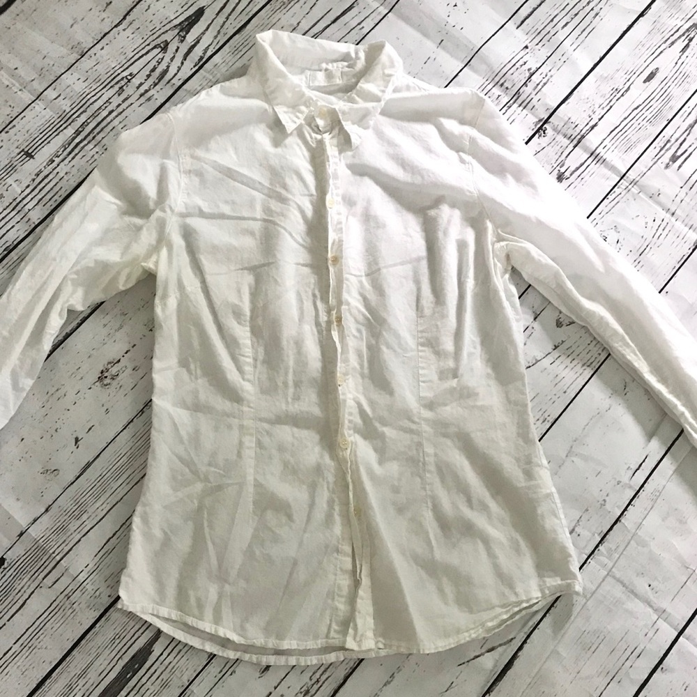 White 100% Cotton Button Down Lightweight Shirt - image 3